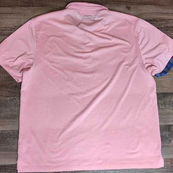 William Murray Golf Polo Size XXL In Pink Performance Stretch Plaid Sleeve - Picture 6 of 10